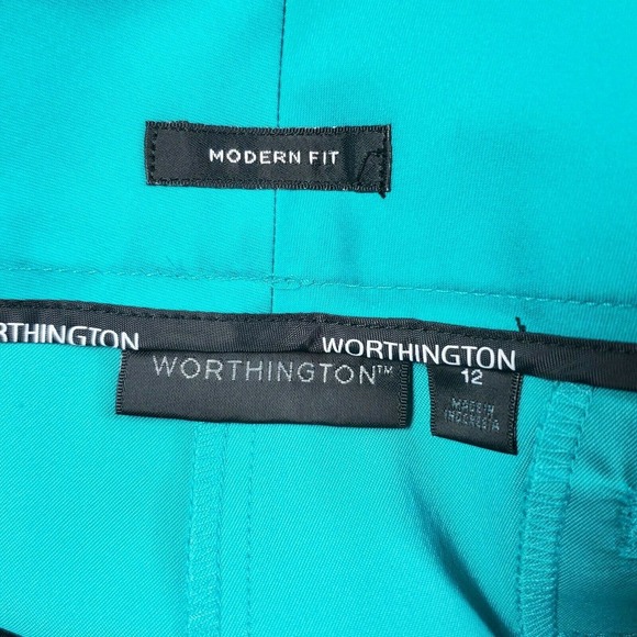 CC - Worthington Modern Fit Cropped Pants Women 12 Tropical Green Slim Leg NWT - Picture 6 of 6